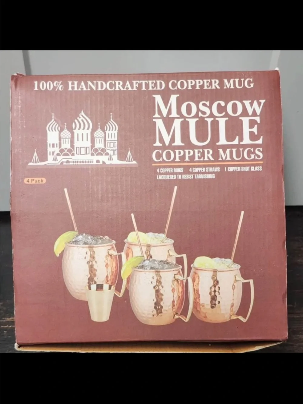 Handcrafted Copper Moscow Mule Mug Set with Lime Accent - 4 Pack